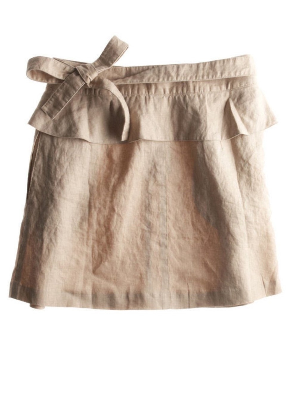 Calypso St Barth 100% Linen Khaki Wrap Peplum Mini Skirt Y2K Boho Resort Pockets